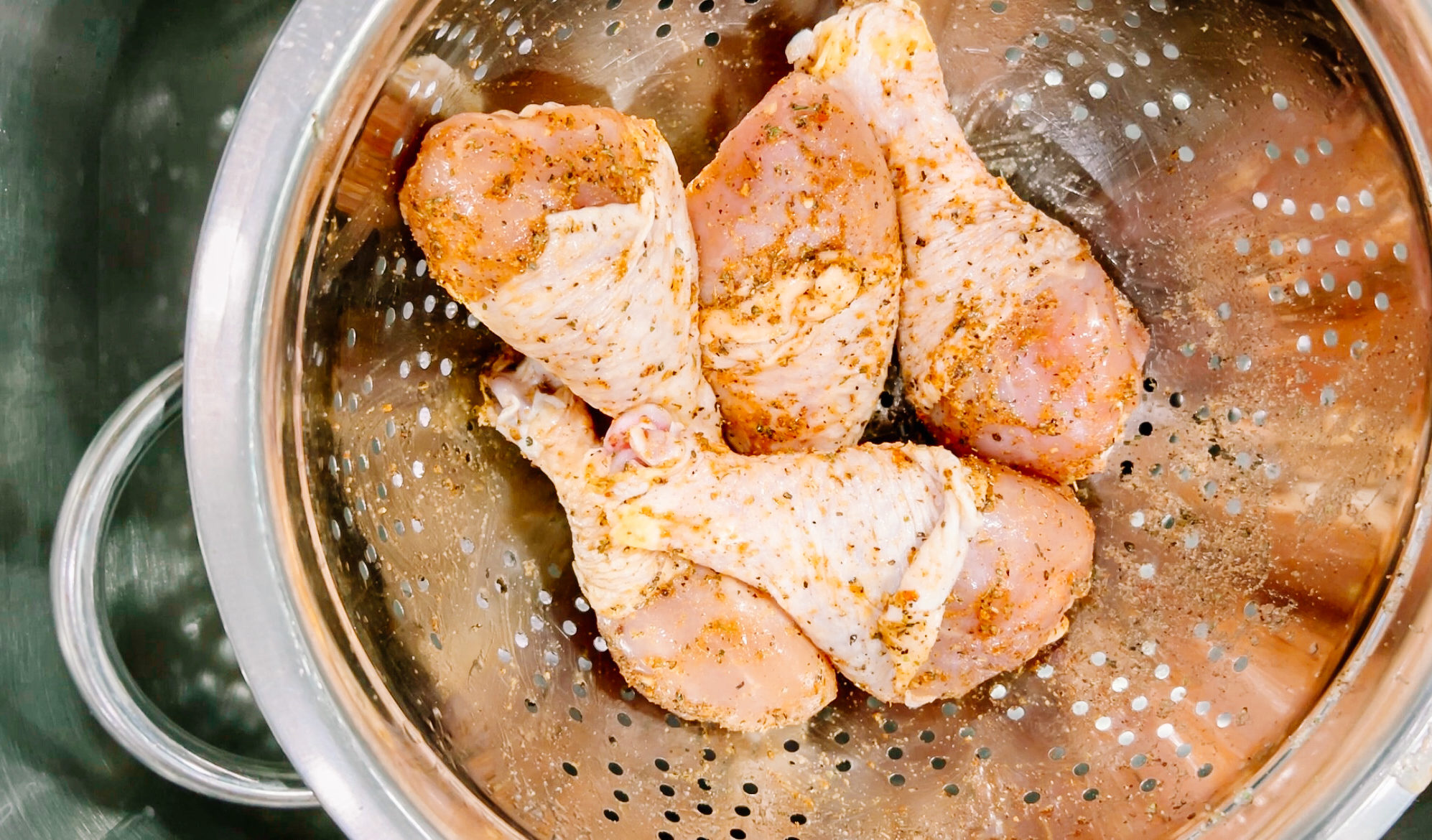 seasoned chicken legs before cooking in air fryer. how to season chicken.