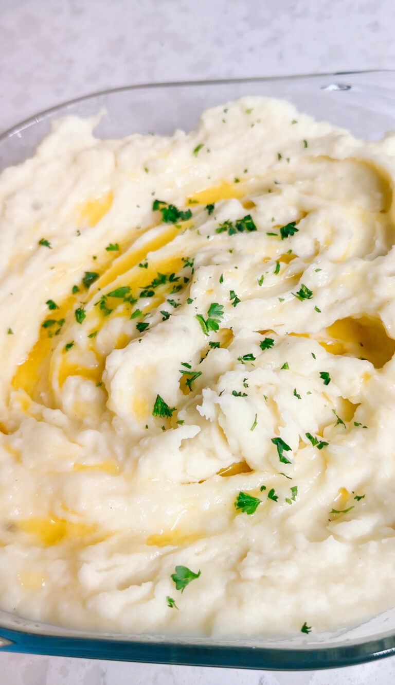 creamy mashed potatoes recipe topped with butter