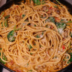 creamy Italian sausage pasta with peppers